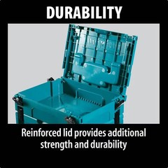 15.5 In. Large Interlocking Tool Box | Makita X Storage Portable Plastic Blue
