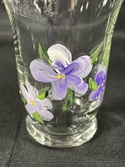 Set Of 3 Hand Painted Glasses African Violets Hand Wash Only 3 Inches Tall