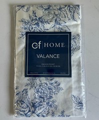 C and F Home Nelly Blue Toile Cotton Valance Window Treatment 15.5in x 72in NEW
