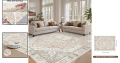Machine Washable 8′ x 10′ Area Rug – Stain Resistant with Stylish Floral Pattern