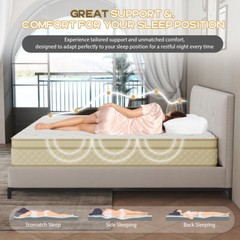 12″14″ Gel Memory Foam Mattress Hybrid Spring Twin Full Queen King Size In a Box