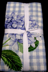 WILLIAMS SONOMA HYDRANGEA GINGHAM NAPKINS 100% COTTON TWILL SET OF 4 FOUR NWTAG