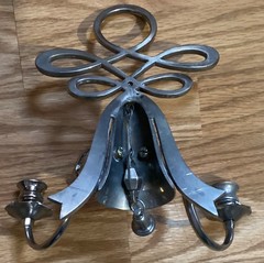Hand Forged Iron Silver Metal Steel Two Arm Candleholder Wall Sconce