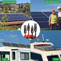 10 AWG Solar Panel Extension Cable PV Wire Solar Connector Pair Black & Red 6mm²