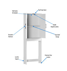 Ardent Over Toilet Storage Cabinet White Bathroom Space Saver Shelf