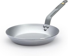 De Buyer Mineral B Round Carbon Steel 9.5″ Fry Pan, Naturally Nonstick,Oven safe