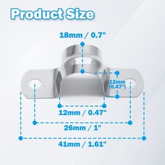 50 Pcs 1/2″ Stainless Steel Pipe Strap Clamps Two Hole Strap for Conduit Cables.