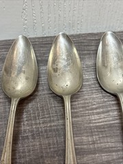 VINTAGE Antique RESILCO NICKEL SILVER SHEFFIELD DESSERT SPOONS x 6