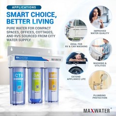 Whole House Water Filter System 2.5″ x 10″ Three Stage Filtration 3/4″ Inlet