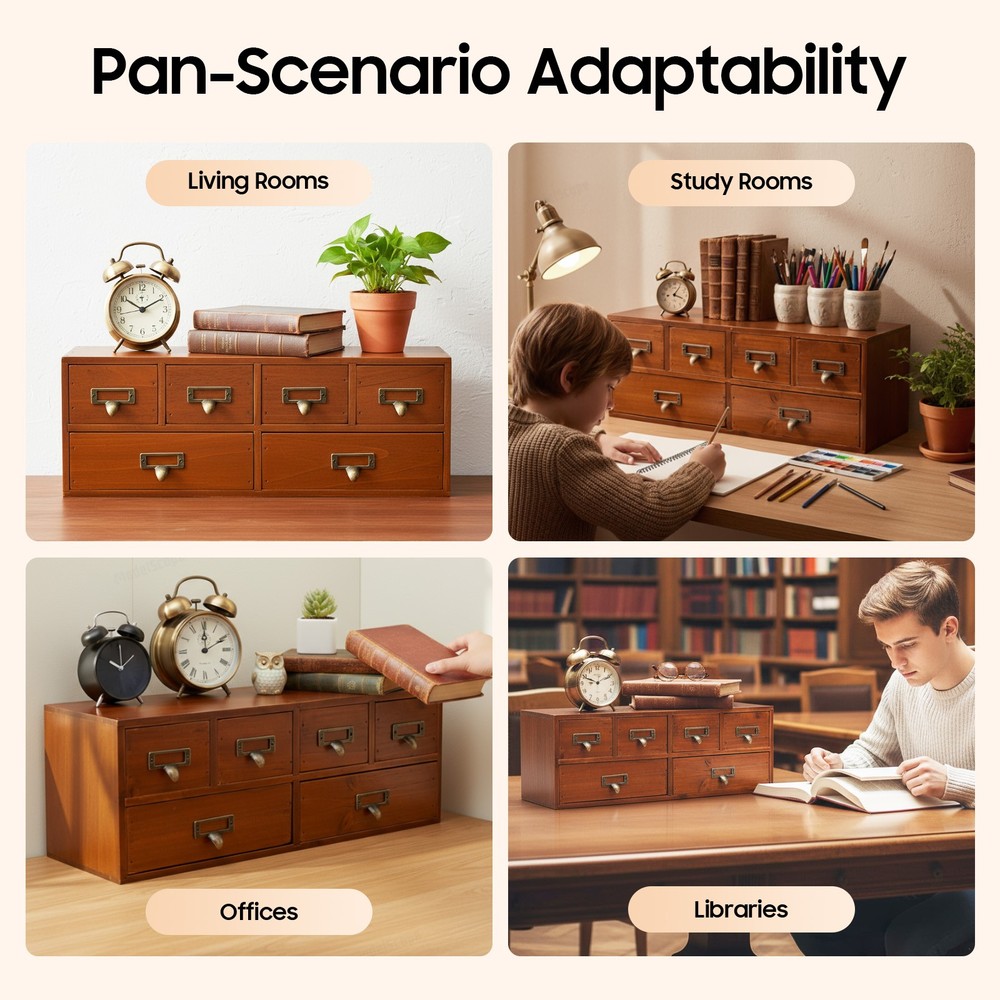 6 Drawers Desktop Dresser Wooden Storage Dressers Chests of Drawers for Bedroom