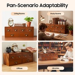6 Drawers Desktop Dresser Wooden Storage Dressers Chests of Drawers for Bedroom