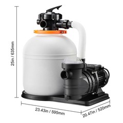 Uimoso 16″ Sand Filter Pump with Timer, 4400 GPH, 0.75HP for Above Ground Pools