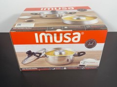 IMUSA 8in Small Aluminum Flan Double Boiler Baño Maria with Lid, 3Qt Dessert …