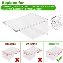 Crisper Drawer Compatible with Frigidaire Refrigerator 240337103 240337107