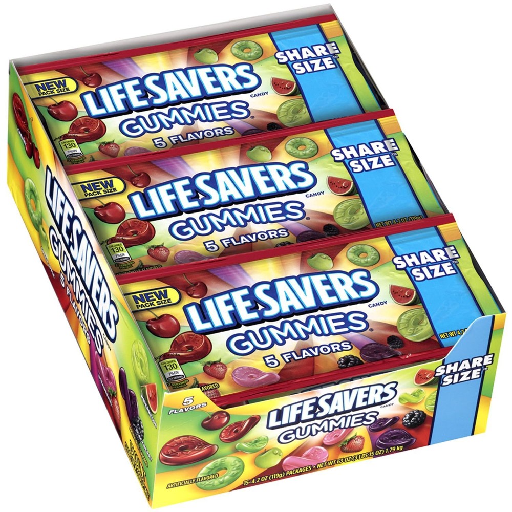 LIFESAVERS GUMMIES KING SIZE – 5 FLAVORS 4.2 oz Each ( 15 in a Pack )