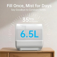Humidifiers for Bedroom, 6.5L Top Fill for Large Room, Cool and Warm Mist