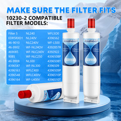 4396508, 4396510, 4396508p, 4396547 Refrigerator Water Filter, 4 Packs