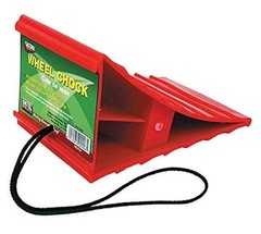Wheel Chock with Rope, Red (E/F) 8.20 x 5.40 x 4.10 Inches