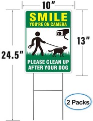Clean UP After Your Dog Signs, 2-Pack 13″x10″ Double-Sided Pick Up After Your Do
