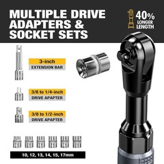3/8″ Cordless Ratchet Wrench Set, 60FT-LBS(80N.m) Electric Ratchet, 12V Extended