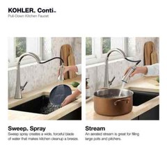 KOHLER Conti Pull Down Sprayer Kitchen Faucet in Vibrant Polished Nickel
