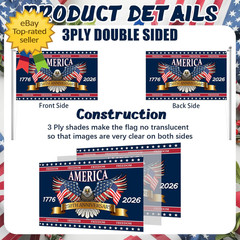 3 Ply 250 Years America Flag Double Sided Patriotic Eagle 3 X 5 Ft Anniversary