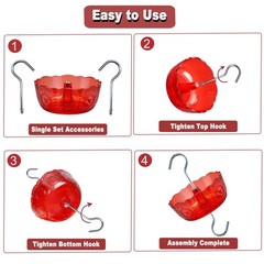 Moinmoly Ant Moat for Hummingbird Feeders 6 OZ, 4 Pack, Red Vintage Ant Guard…