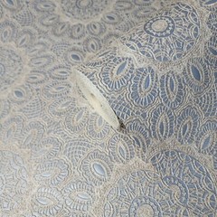 Lace flowers pattern Tan Gray Silver metallic faux fabric textured Wallpaper 3D