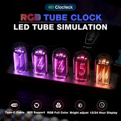 Retro Nixie Tube Clock with Wi-Fi Sync, Alarm & Timer – Wood Grain Design