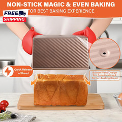 2 Pack Pullman Loaf Pan with Lid, 1 Lb/0.5 Lb Dough Capacity for Homemade Bread,
