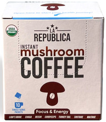 10-Pack Box La Republica Mushroom Coffee (Instant Full-Fruit Bodies Lion’s Mane)