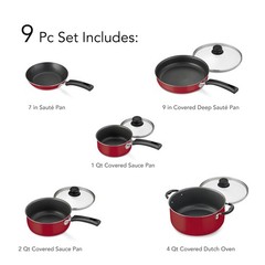 9-Piece Nonstick Cookware Set Pots and Pans Kitchen Cooking Set