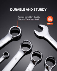 25PC Metric Combination Wrench Set 6–32mm Carbon Steel w/ Roll-Up Pouch