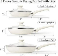 Ceramic Frying Pan Set with Lids – Non Stick Frying Pan with Lids