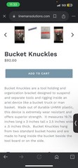 Bucket Knuckles Tool Storage Bracket Orange UHMW Plastic Hanging 19.75x3x2.5in