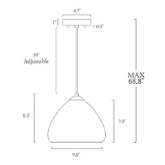 Uolfin 1-Light Modern Gold Black Pendant Light Smoke Gray Glass 9.8 in