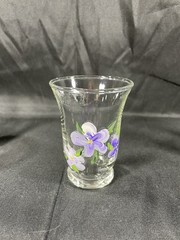 Set Of 3 Hand Painted Glasses African Violets Hand Wash Only 3 Inches Tall