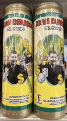 3 VELADORA JUAN DINERO. MR. MONEY PRAYER ON THE BACK