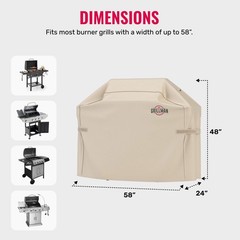 Grillman Grill Cover BBQ Outdoor Grill Covers Charcoal Gas Grills Tan, 58 in 2PK