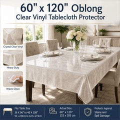 Heavy Duty Top Quality Clear Tablecloth Protector 60″ x 120″ Oblong