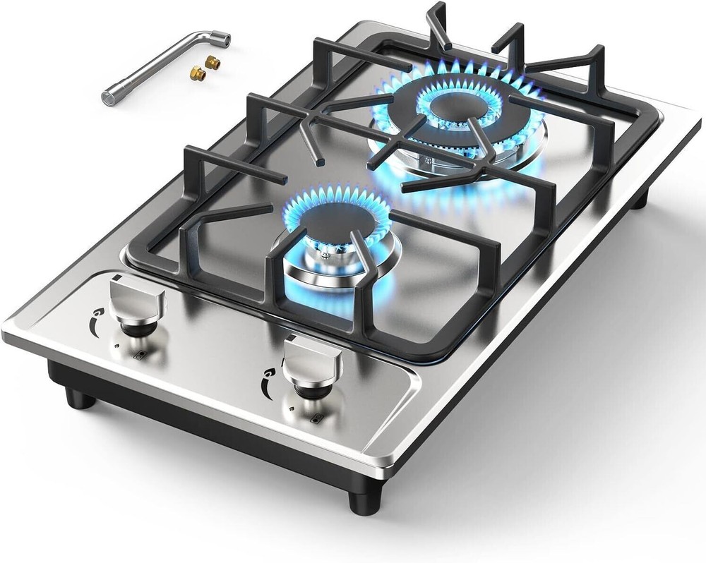 Propane Gas Cooktop Built-in 2 Burner Stainless Steel Gas Hob NG/LPG Gas Stove