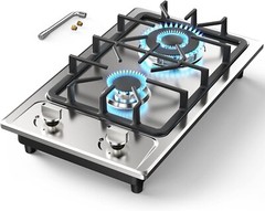 Propane Gas Cooktop Built-in 2 Burner Stainless Steel Gas Hob NG/LPG Gas Stove