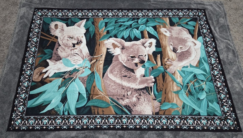 Vintage Koala Tapestry Wall Hanging Made In Turkey 100% Cotton 58×39″