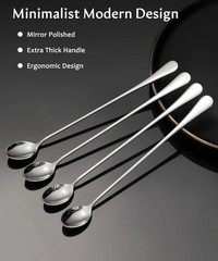 9.5-Inch Long Handle Spoon, Ice Tea Spoons, Ice Cream Spoon, Long Coffee Spoons,