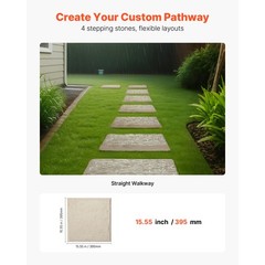 Decorative Stepping Stones with Stakes 4Pcs 15.5×15.5 in Walkway Pavers Beige