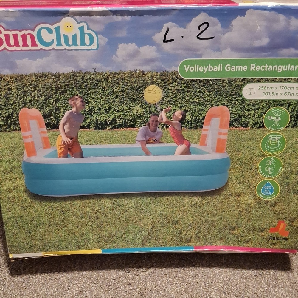 SunClub Volleyball Game Rectangular Inflatable Pool 258x170x50cm 215 gal