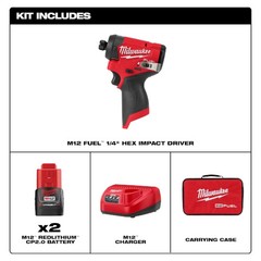 Milwaukee 3453-22 M12 FUEL 1/4″ Hex Impact Driver Kit