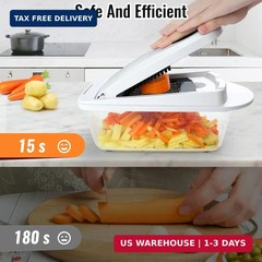 8 Blade All-in-1 Vegetable Chopper Mandoline Slicer with Container, Food Chopper