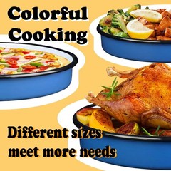 Round Enamel Baking Pan Set of 3 – High Heat Resistant Roaster for Turkey