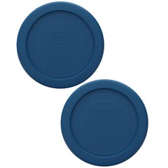 Pyrex 7202-PC Blue Spruce Round Plastic Replacement Storage Lid Cover (2-Pack)